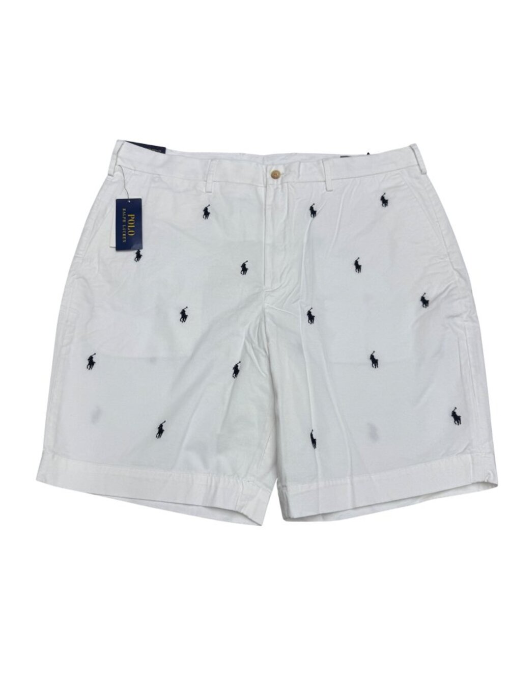 NWT Polo Ralph Lauren Men's Stretch Classic Fit Shorts White All Over Pony Sz 38
